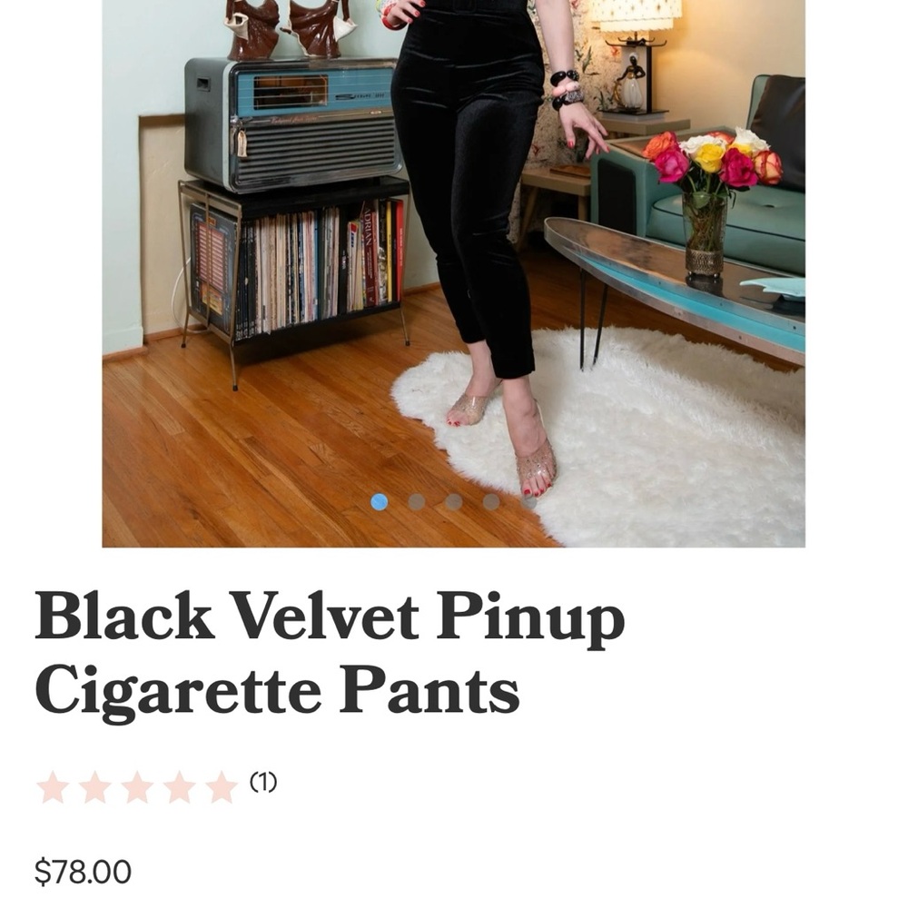 Lady Splendor Black Velvet Cigarette Pants - Picture 6 of 6